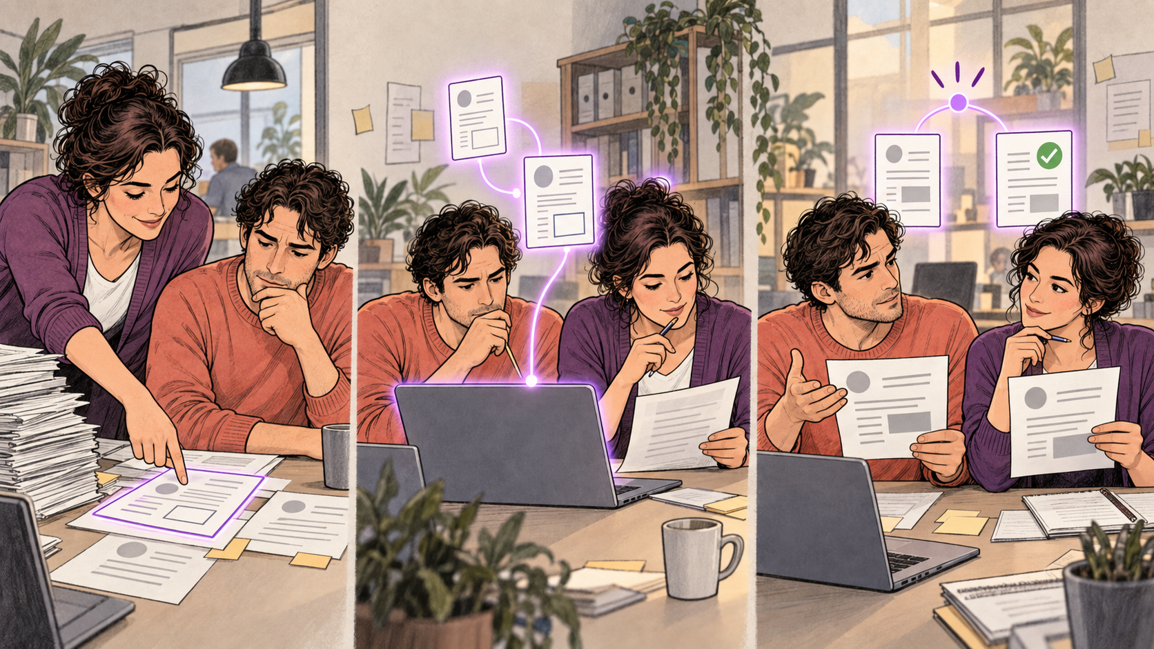 AI illustration · define, try, review