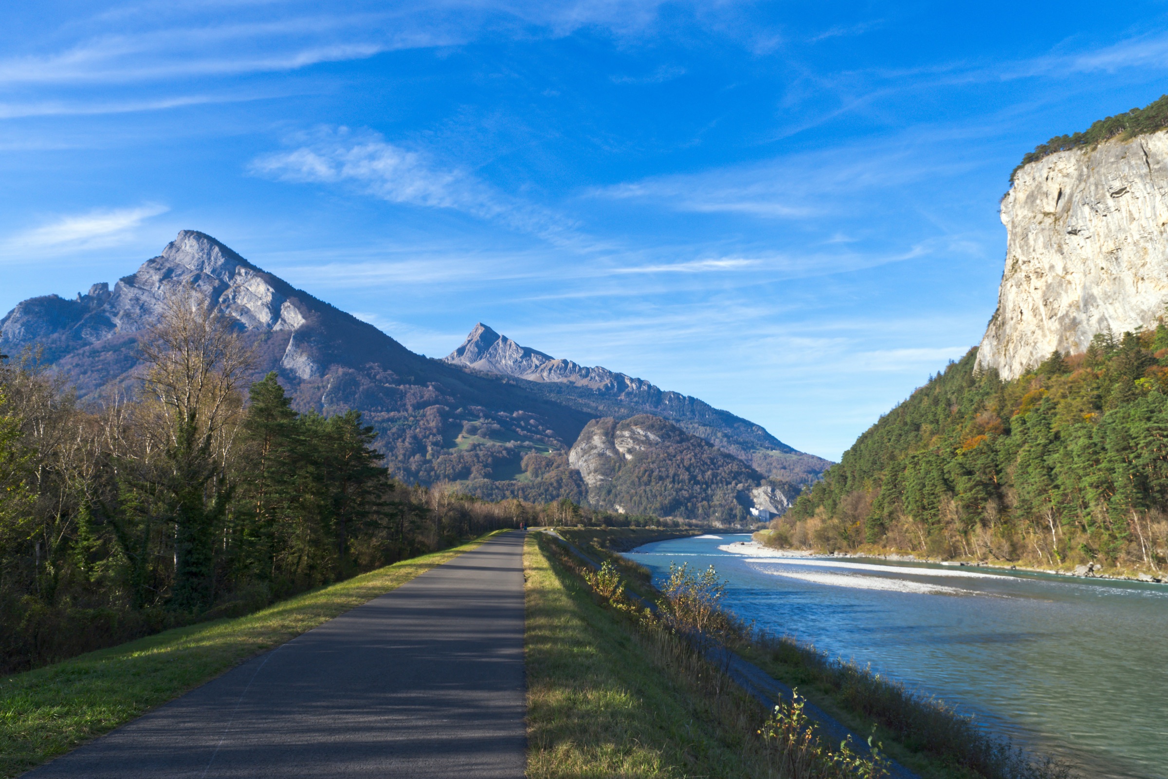 The Rhine and mountains in the region